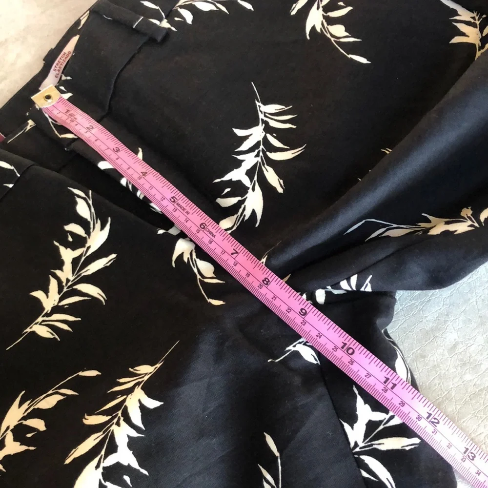 Merona Woman’s Classic Ankle Black White Leaf Print Slim Fit Pants Size 2 - Picture 7 of 15